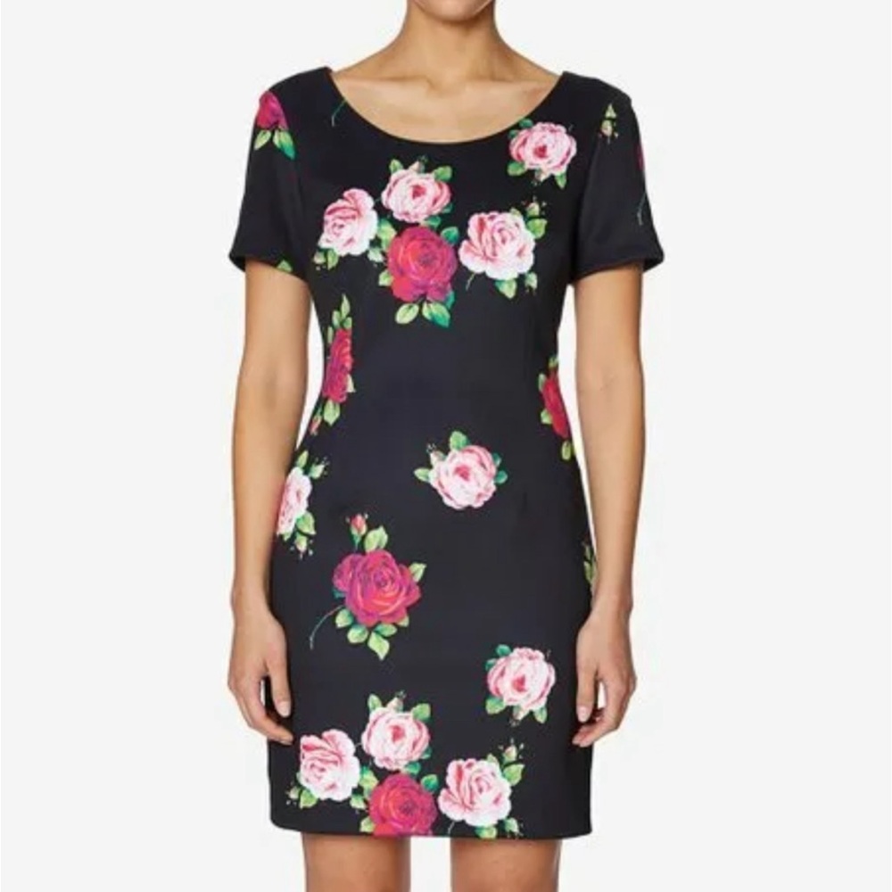 Black floral short sleeve Betsy Johnson dress size 2